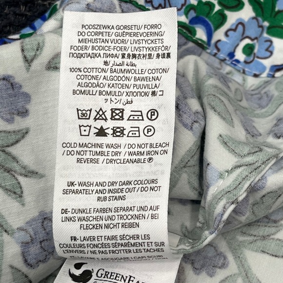 Boden Blue Green Floral Damask Short Sleeve Mini Shift Dress Pockets US 10L - Picture 5 of 9